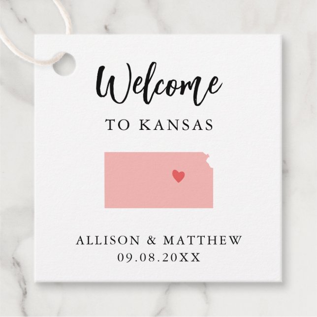 Étiquettes Cadeau N'importe quel sac de bienvenue Mariage Kansas cou (Devant)