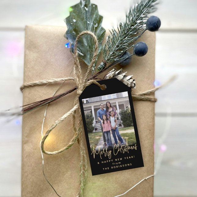 Étiquettes-cadeau N'importe quel texte Script moderne Simple Photo N (Créateur téléchargé)