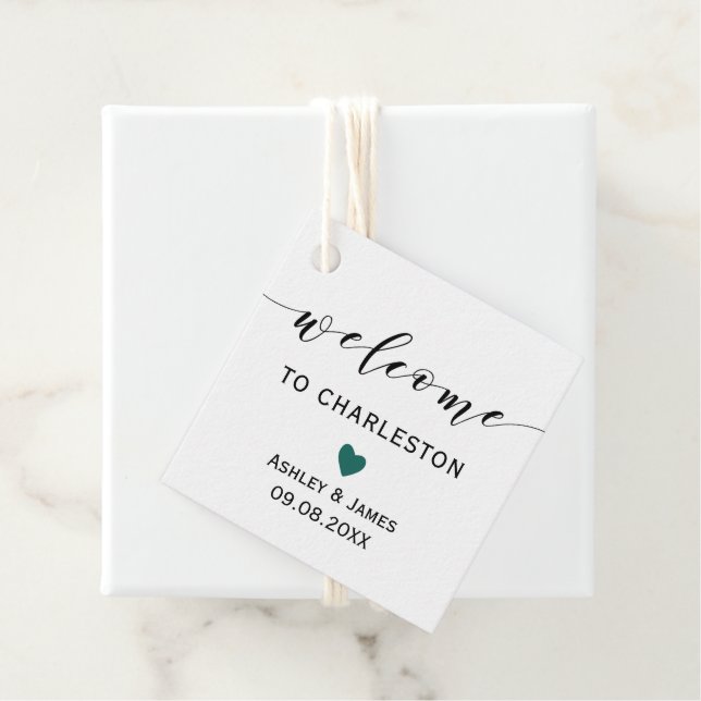 Étiquettes Cadeau N'importe quelle couleur Coeur Mariage Bienvenue T (En situation)