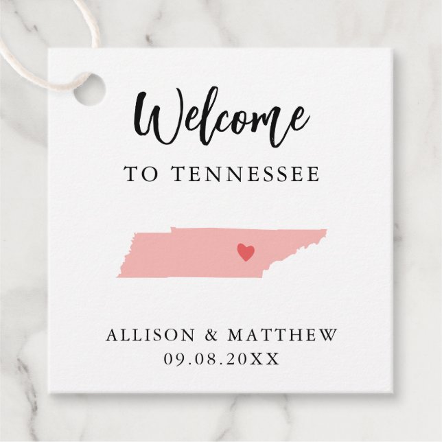 Étiquettes Cadeau N'importe quelle couleur Tennessee Mariage Welcome (Devant)