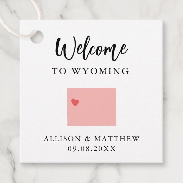 Étiquettes Cadeau N'importe quelle couleur Wyoming State Mariage Wel (Devant)
