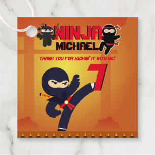 Étiquettes Cadeau NINJA Film Star Warrior Kicking it Karate Party