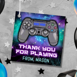 Étiquettes Cadeau Niveau du jeu vidéo Jusqu'à l'anniversaire Fête Fa