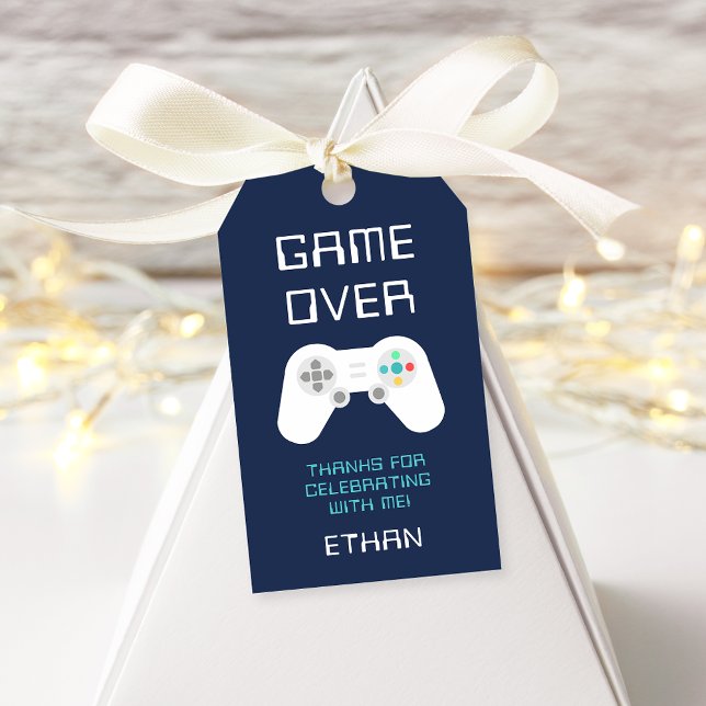 Étiquettes-cadeau Niveau supérieur | Thème Jeu Personnalisé Annivers (Créateur téléchargé)