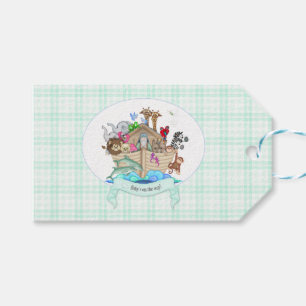 Étiquettes-cadeau Noah's Ark Mint Green En vichy Merci Cadeau