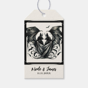Étiquettes-cadeau Noces Chauve-Souris Argent Crème Noir Amour Gothiq