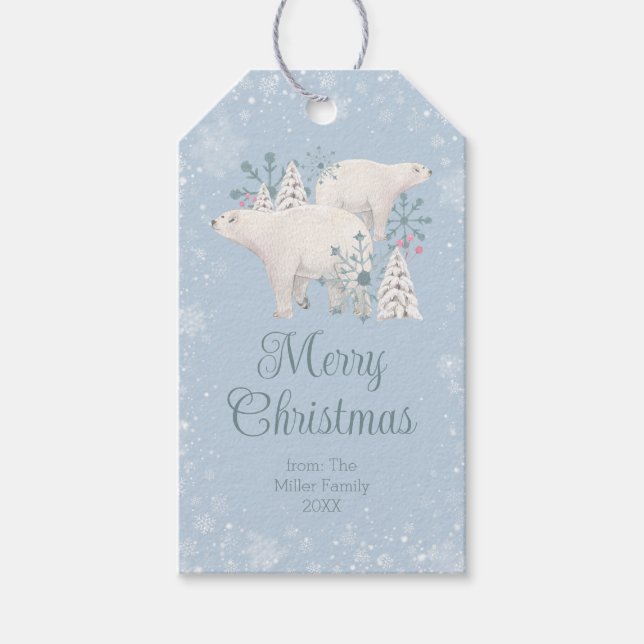 Étiquettes-cadeau Noël à l'ours polaire (Devant)