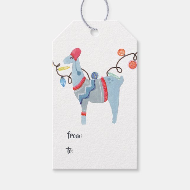 Étiquettes-cadeau Noël à thème Llama (Devant)