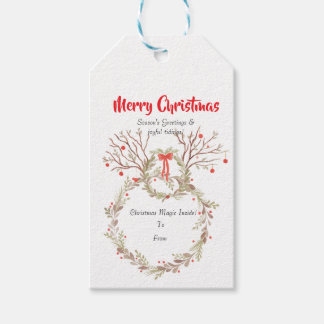 Étiquettes-cadeau Noël aquarelle élégant rustique
