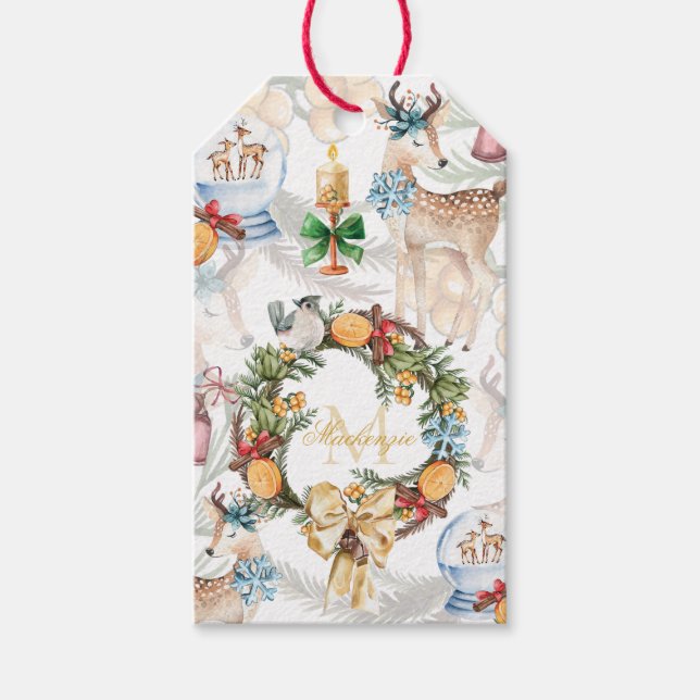Étiquettes-cadeau Noël aquarelle personnalisé (Devant)