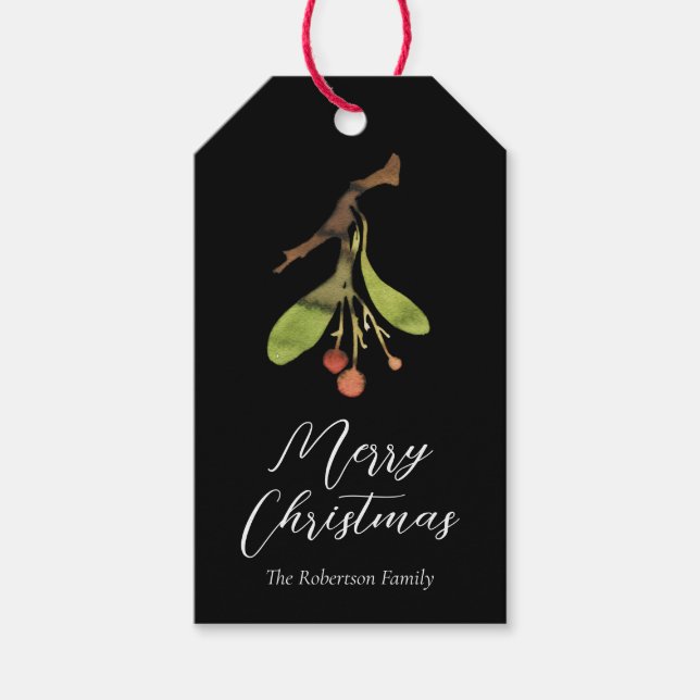 Étiquettes-cadeau Noël au Gui Élégant (Devant)