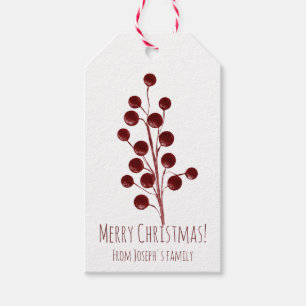 Étiquettes-cadeau Noël aux cerisiers rouges