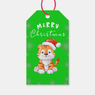 Étiquettes-cadeau Noël avec chat