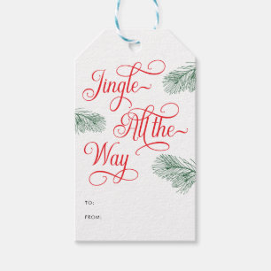 Étiquettes-cadeau Noël Calligraphie Rouge Élégante Verdure