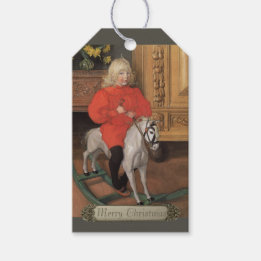Étiquettes-cadeau Noël Carl Larsson Boy à cheval à bascule CC1062