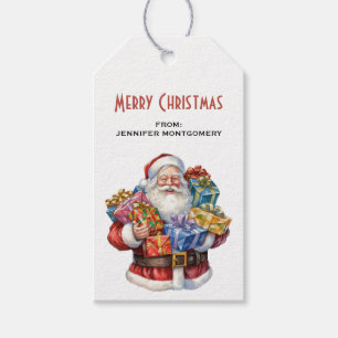 Étiquettes-cadeau Noël classique de Jolly Santa Claus