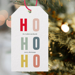 Étiquettes-cadeau Noël coloré HOHOHO   Joyeuses fêtes