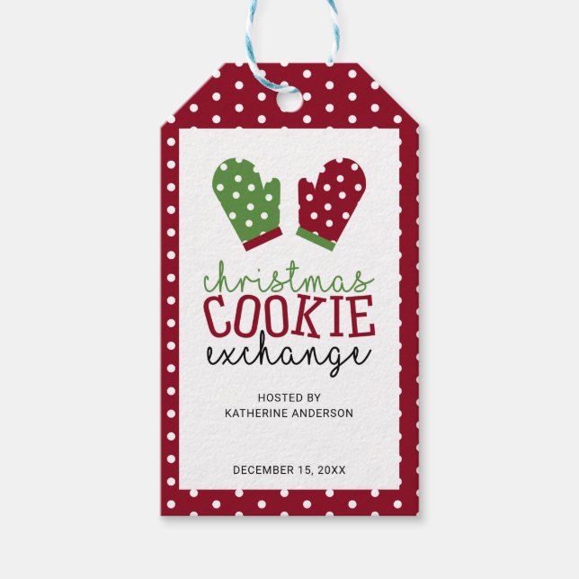 Étiquettes-cadeau Noël Cookie Exchange Fête Fête Four Mitts (Devant)