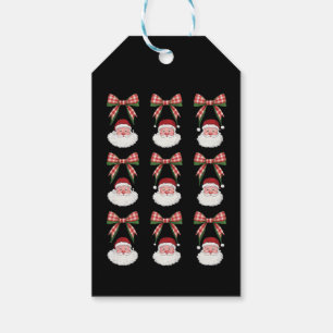 Étiquettes-cadeau Noël Coquette Bow Santa Vintage Xmas Rétro
