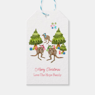 Étiquettes-cadeau Noël Cute Australienne Kangaroo