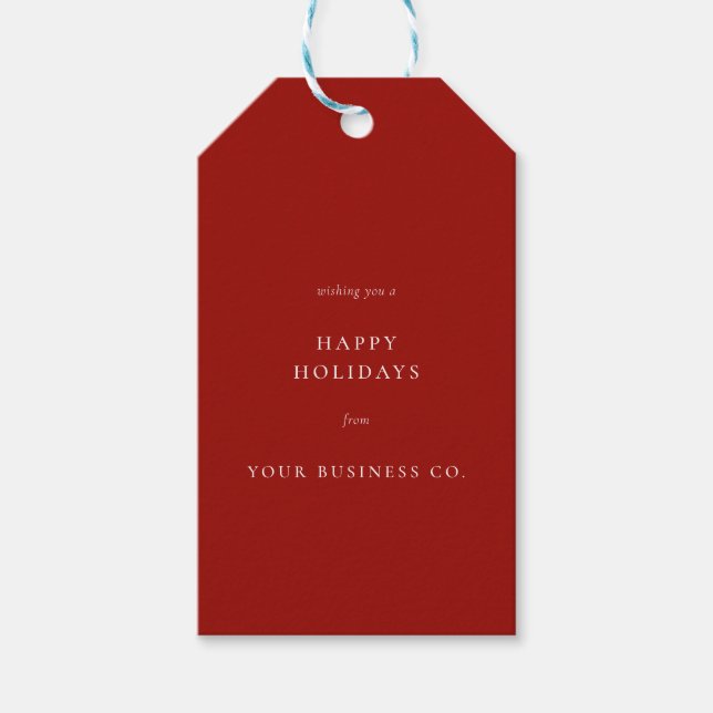 Étiquettes-cadeau Noël d'affaires rouges minimaliste (Devant)
