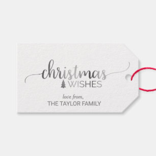 Étiquettes-cadeau Noël de calligraphie simple en argent