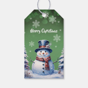 Étiquettes-cadeau Noël de la forêt d'hiver   Green