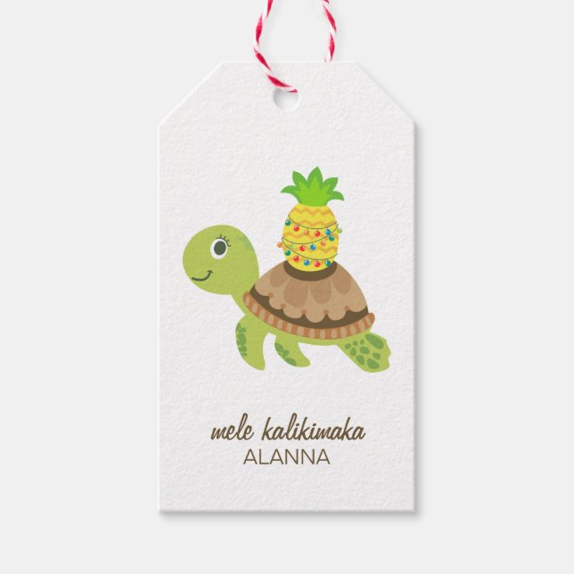 Étiquettes-cadeau Noël de la jolie tortue de mer (Devant)