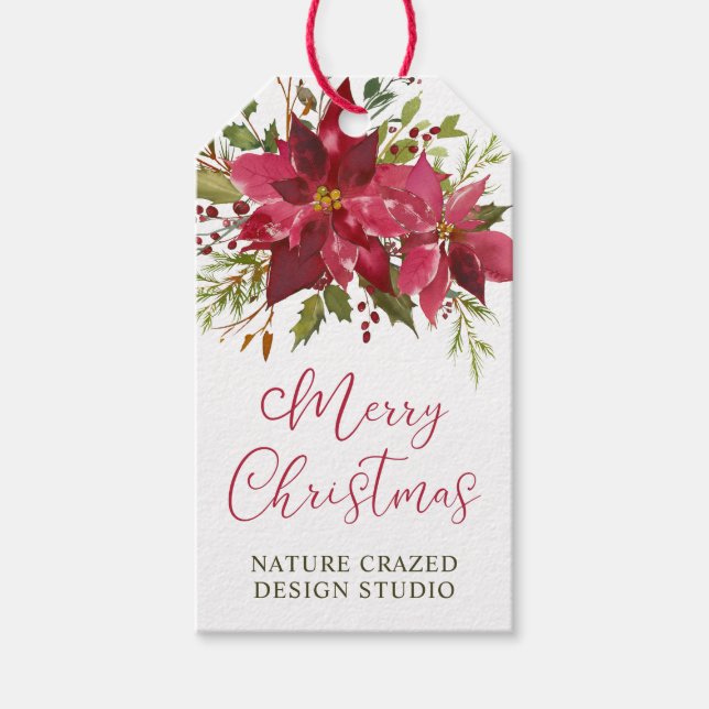 Étiquettes-cadeau Noël de la société Poinsettia (Devant)