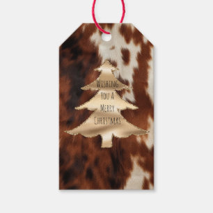 Étiquettes-cadeau Noël de la vache Brown Western Cream