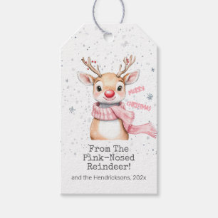 Étiquettes-cadeau Noël de Renne Rose