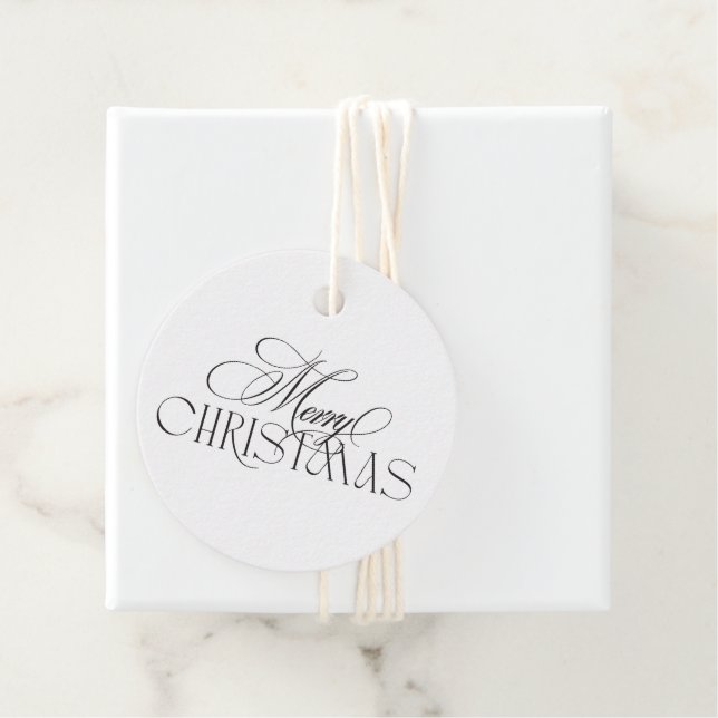 Étiquettes Cadeau Noël d'élégance À feuillage persistant enchantée (En situation)