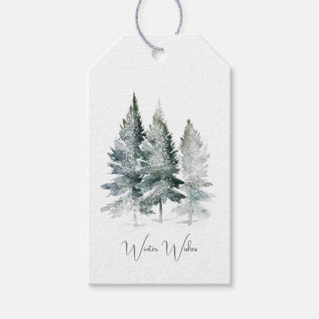 Étiquettes-cadeau Noël des arbres forestiers boisés (Devant)