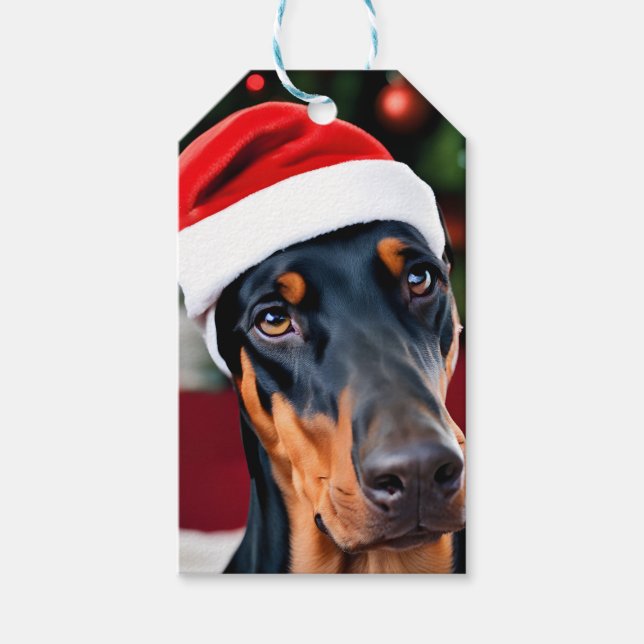 Étiquettes-cadeau Noël Doberman (Devant)