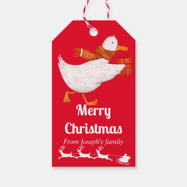 Étiquettes-cadeau Noël du canard mou (Devant)