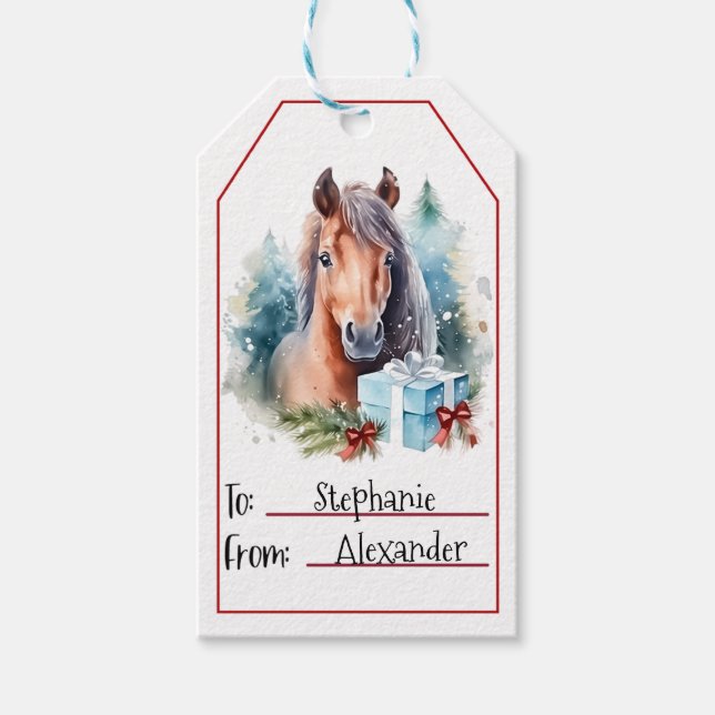 Étiquettes-cadeau Noël du Cheval mignon (3) (Devant)
