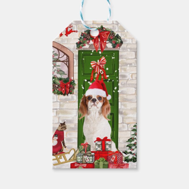 Étiquettes-cadeau Noël du chien Cavalier King (Devant)