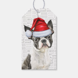 Étiquettes-cadeau Noël du chien de Boston Terrier