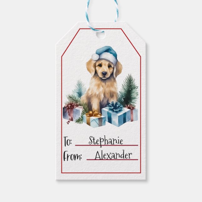 Étiquettes-cadeau Noël du chien mignon (1) (Devant)