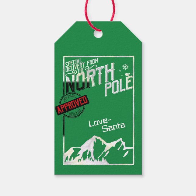 Étiquettes-cadeau Noël Du Pôle Nord Fun Personnalisé (Devant)