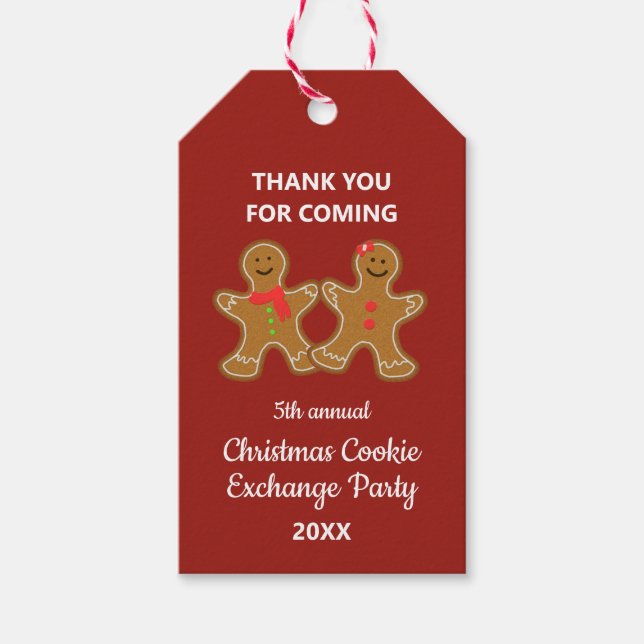 Étiquettes-cadeau Noël échange de cookies Merci de fête échange (Devant)