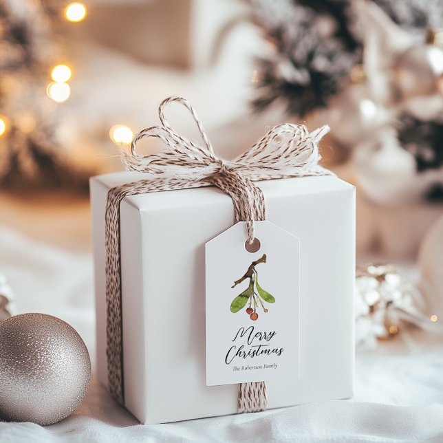 Étiquettes-cadeau Noël élégant au gui (Créateur téléchargé)