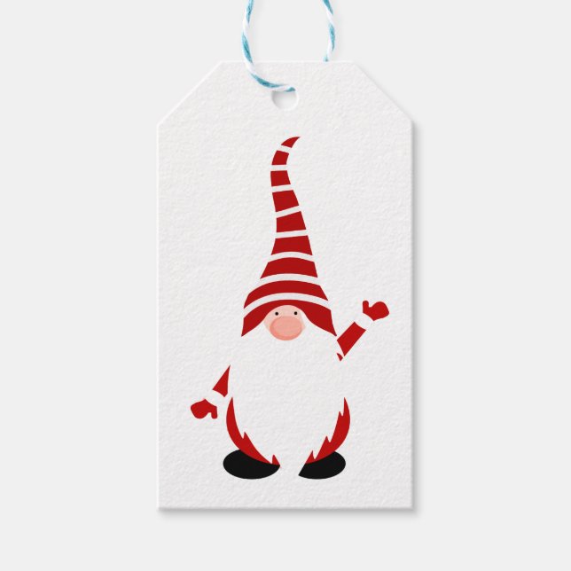 Étiquettes-cadeau Noël elf gnome nain père Noël classique vacances (Devant)