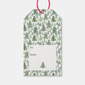 Étiquettes-cadeau Noël en forêt de pins Vers/De