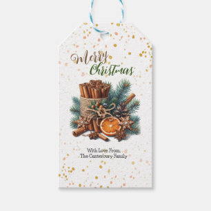 Étiquettes-cadeau Noël en toile de jute et bâtons de cannelle