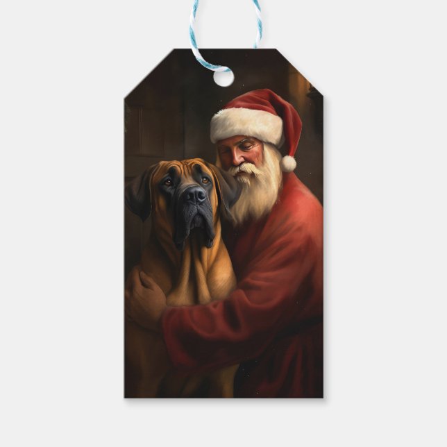 Étiquettes-cadeau Noël festif Rhodesian Ridgeback Santa Claus (Devant)
