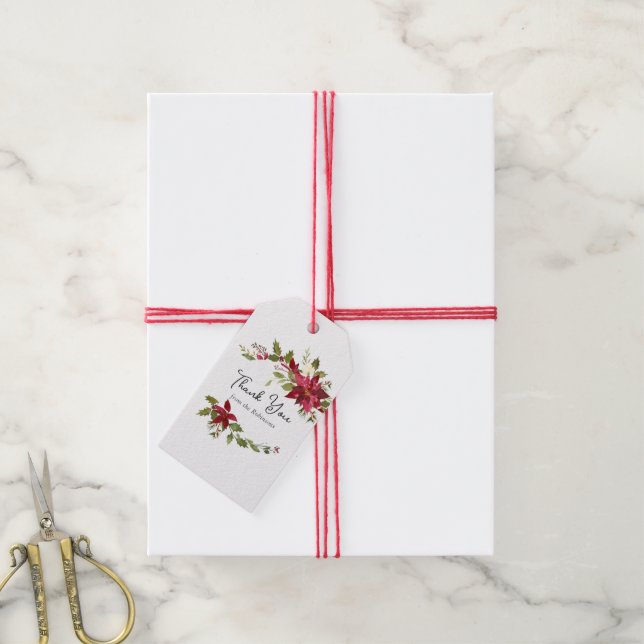 Étiquettes-cadeau Noël floral aquarelle (Avec de la ficelle)