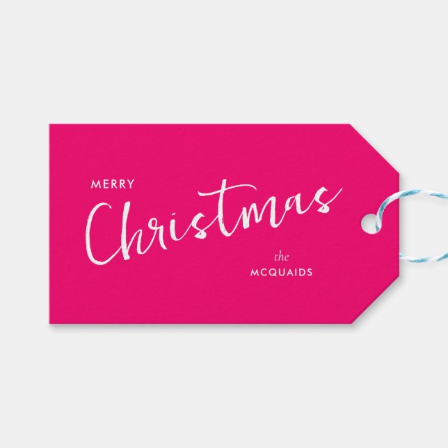 Étiquettes-cadeau Noël géométrique moderne rose Bourgogne (Devant (Horizontal))