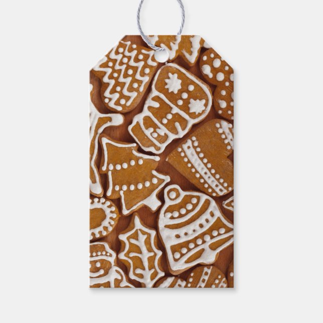 Étiquettes-cadeau Noël Gingerbread Cookies de vacances (Devant)