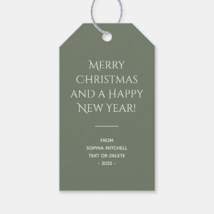 Étiquettes-cadeau Noël gris vert Muet couleur tendance
